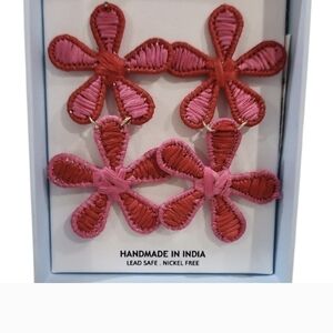 Pink and Red Floral Earrings